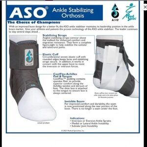 NWOT ASO Black Ankle Stabilizer, Size M